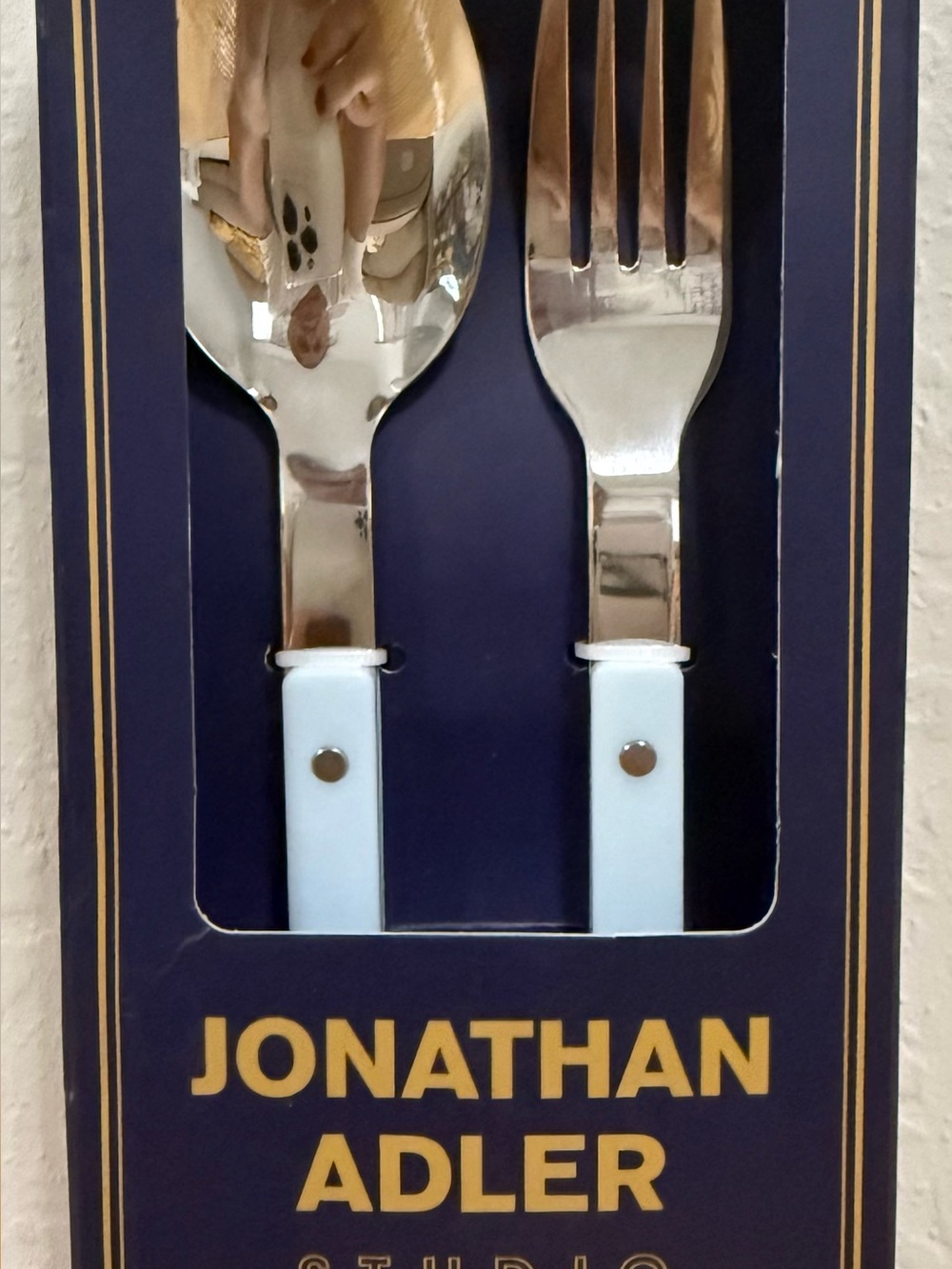 NEW Jonathan Adler Studio 8 Pc Flatware Set Powder Blue Silver 4 Forks 4 Spoons